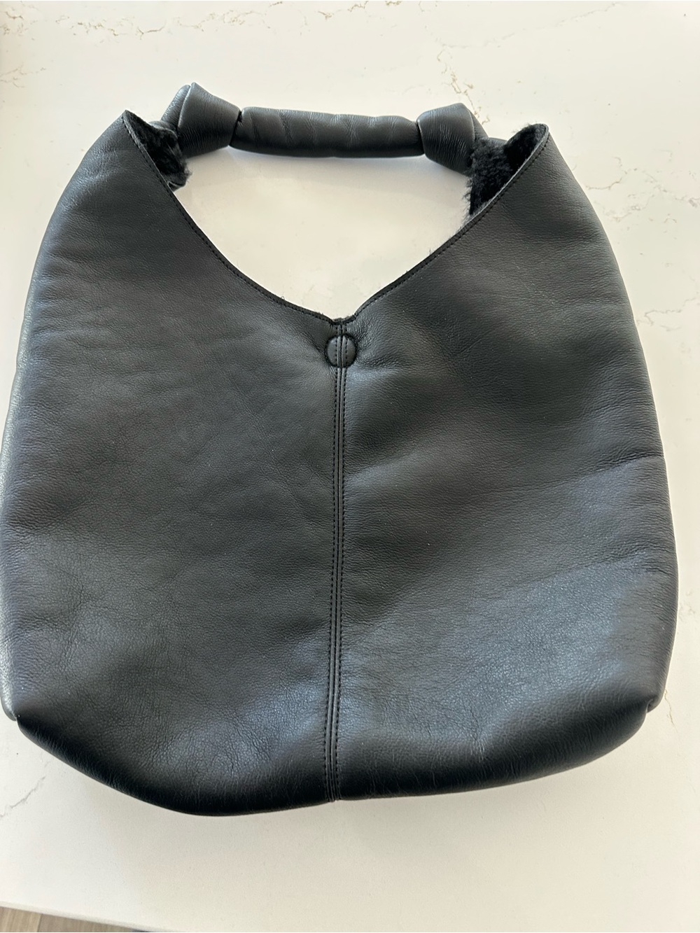 Anthropologie Black Faux-Leather Hobo Bag